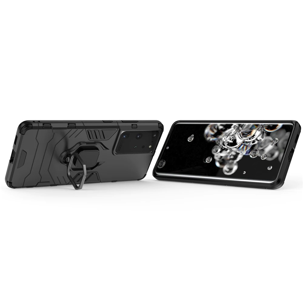 Case Samsung Galaxy S21 Ultra #เคสฝาหลังพลาสติกแข็ง +TPU Hybrid Case มีแหวนสวมนิ้วโลหะ