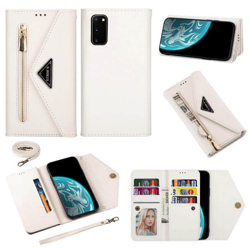 เคส Samsung Galaxy Note 20 / Note 20 5G #เคสฝาพับแบบกระเป๋าสตางค์ช่องใส่บัตรหลายช่องพร้อมสายคล้อง Multi-slot Wallet Zippered Envelope Flip Leather