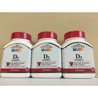 21st Century® Vitamin D3: 10mcg (400IU), 250 mcg (10,000IU), 10mcg (400IU), 50 mcg (2000 IU), 125 mcg (5000 IU) วิตามินดี