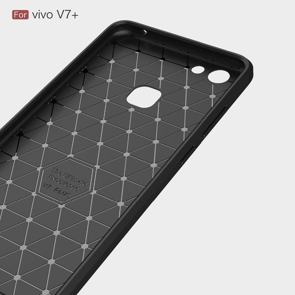 เคส Vivo V7 Plus #เคสคาร์บอนไฟเบอร์ ผิวขัดแปรง Brushered TPU Back Case