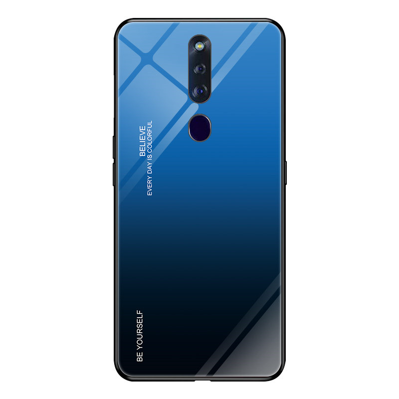 Case OPPO F11 Pro #เคสฝาหลัง Gradient Color Glass + PC + TPU Hybrid Case
