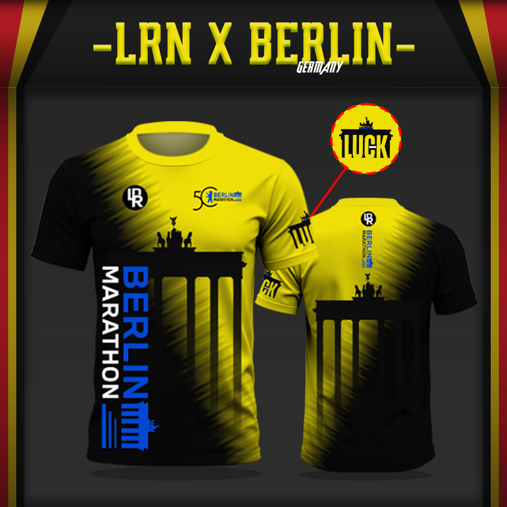 เสื้อวิ่งพิมพ์ลาย Berlin-Marathon x LRN เนื้อผ้า Air Flow Plus สำหรับวิ่งมาราธอน (AP21)