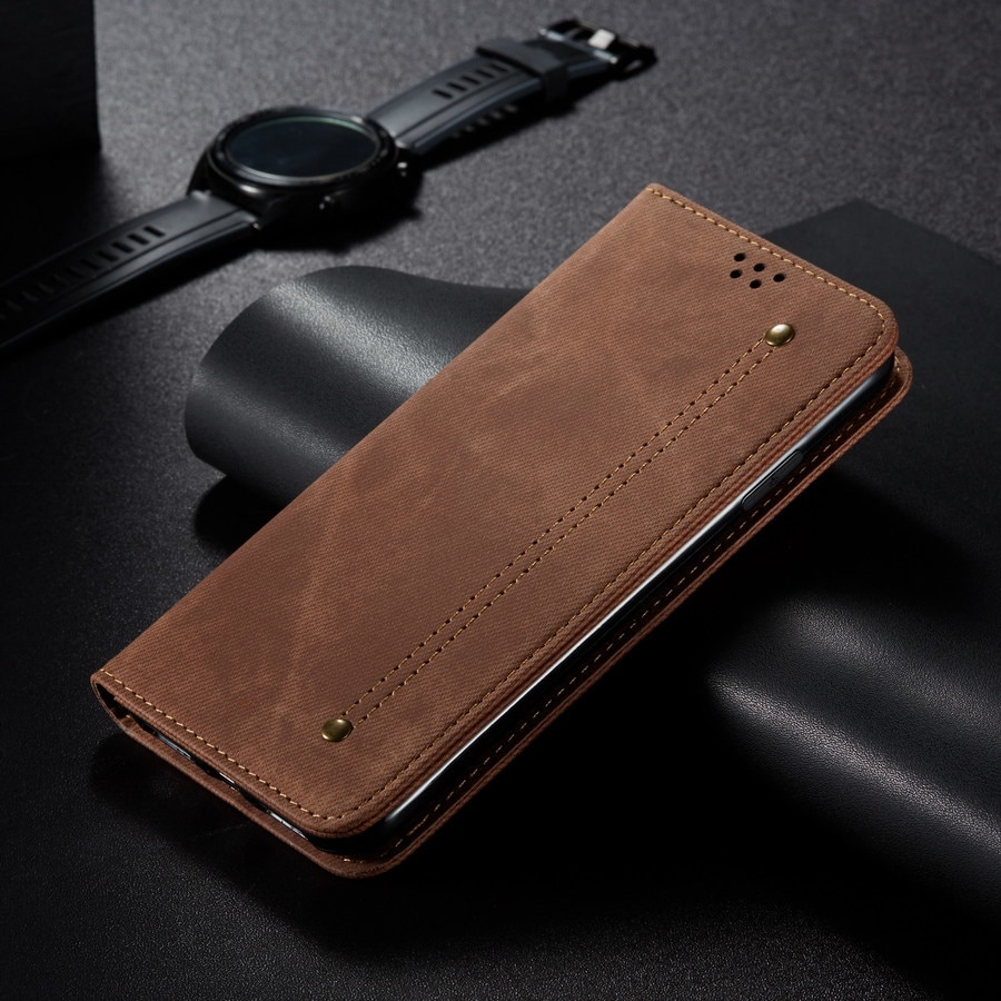Case OPPO F11 #เคสฝาพับสไตล์ย้อนยุคผิวผ้ายีนส์แบบกระเป๋าสตางค์