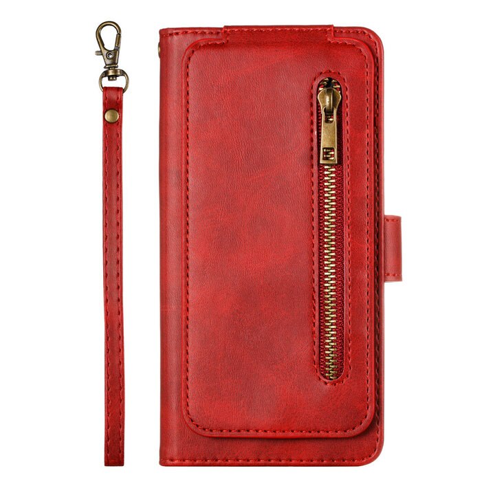 Case Samsung Galaxy Note 10+ #เคสฝาพับแบบกระเป๋าสตางค์ช่องใส่บัตรหลายช่อง Multi-slot Wallet Zippered Leather พร้อมสายคล้อง