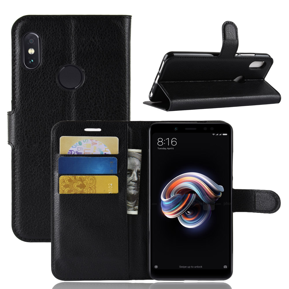 เคส Xiaomi Redmi Note 5 #เคสฝาพับสไตล์กระเป๋าสตางค์หนัง PU ผิวลิ้นจี่สีสันสวยงามทันสมัย