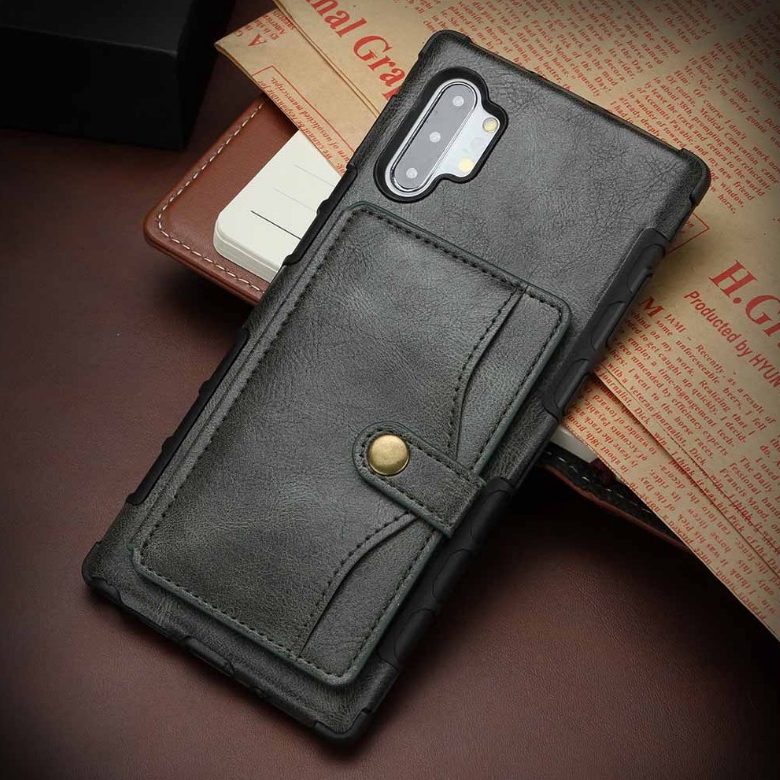 Case Samsung Galaxy Note 10+ #เคสแบบฝาหลัง TPU เคลือบหนัง PU มีที่เก็บบัตร PU Leather Coated TPU Card Holder