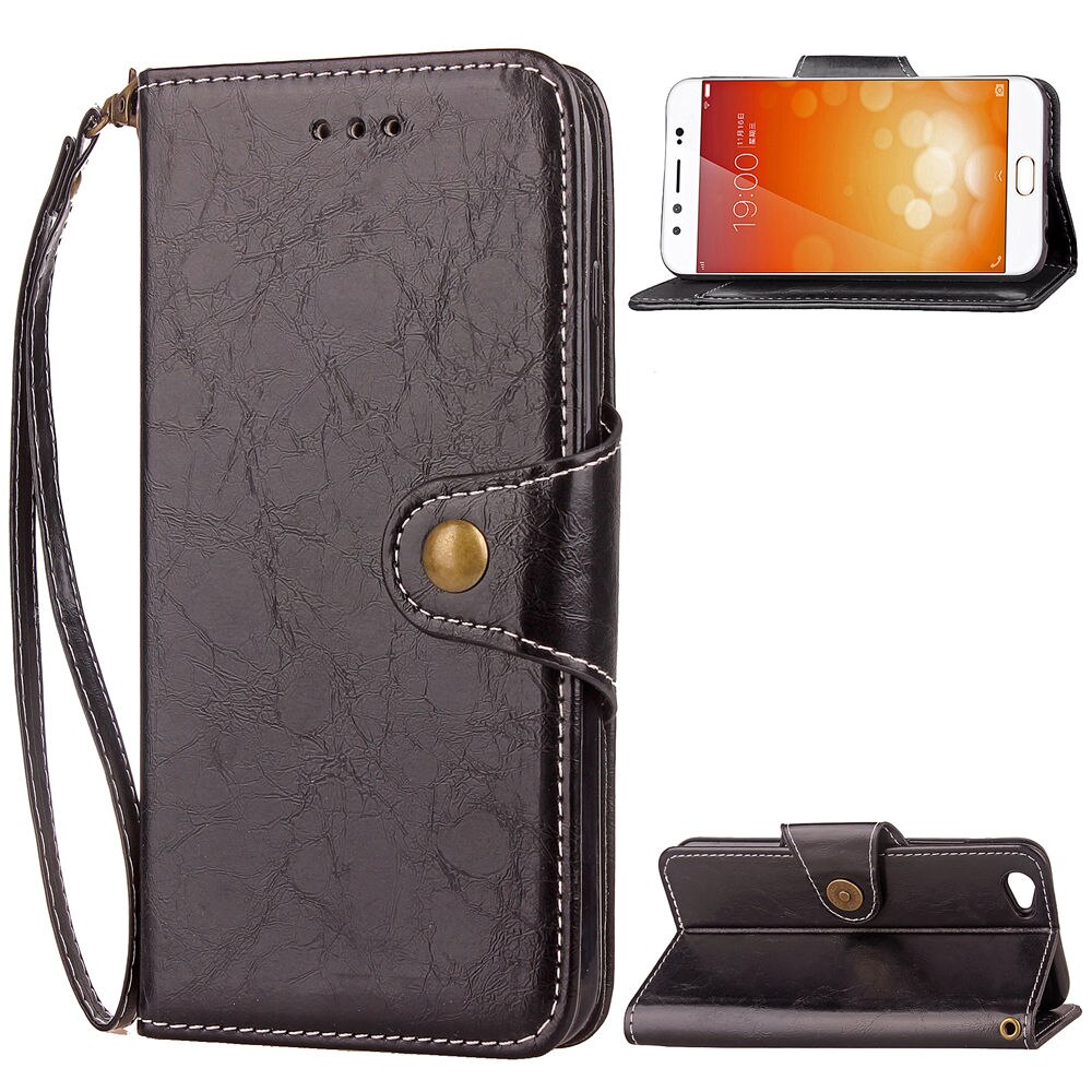 เคส Vivo X9 Plus #เคสฝาพับสไตล์กระเป๋าสตางค์ Business Style Vintage Leather Wallet