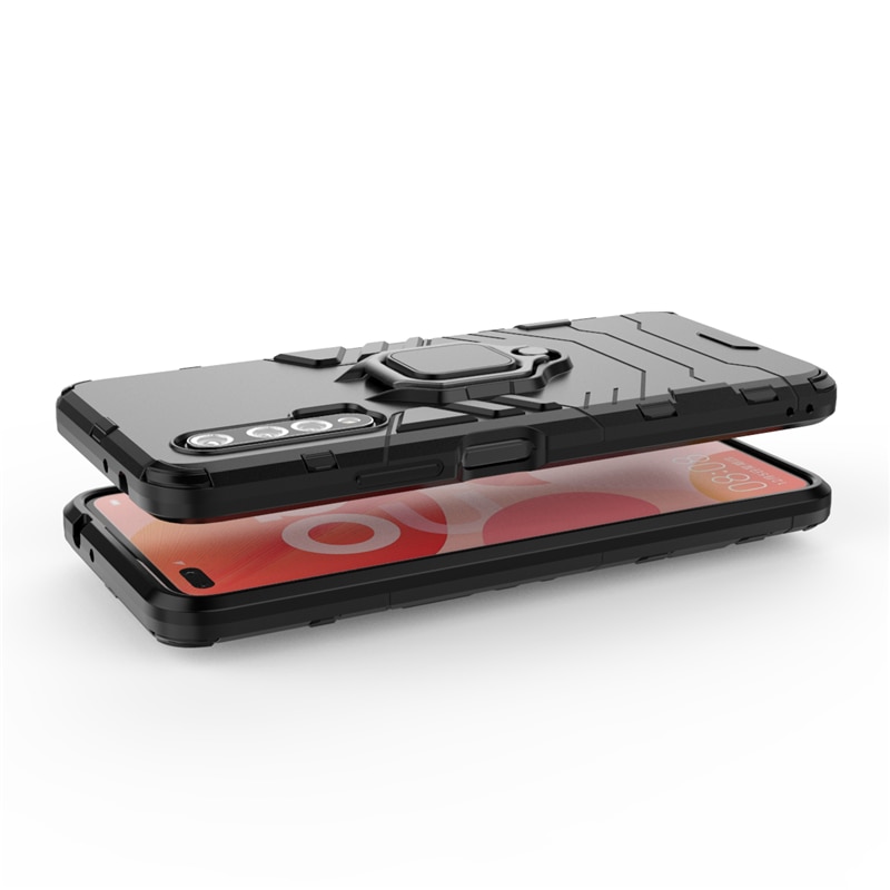 Case Huawei nova 6 #เคสฝาหลังพลาสติกแข็ง +TPU Hybrid Case มีแหวนสวมนิ้วโลหะ