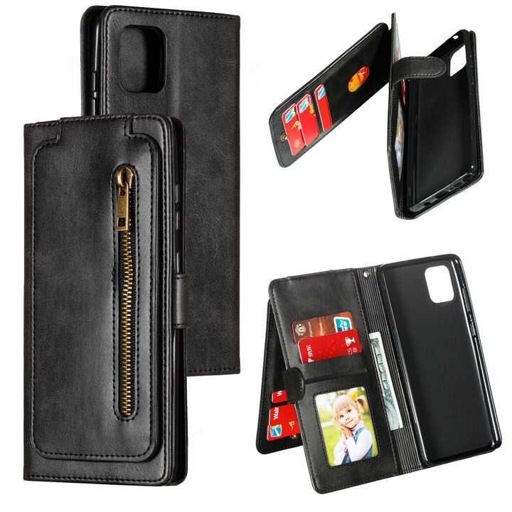 เคส Samsung Galaxy Note 10 Lite #เคสฝาพับแบบกระเป๋าสตางค์ช่องใส่บัตรหลายช่อง Multi-slot Wallet Zippered Leather พร้อมสายคล้อง
