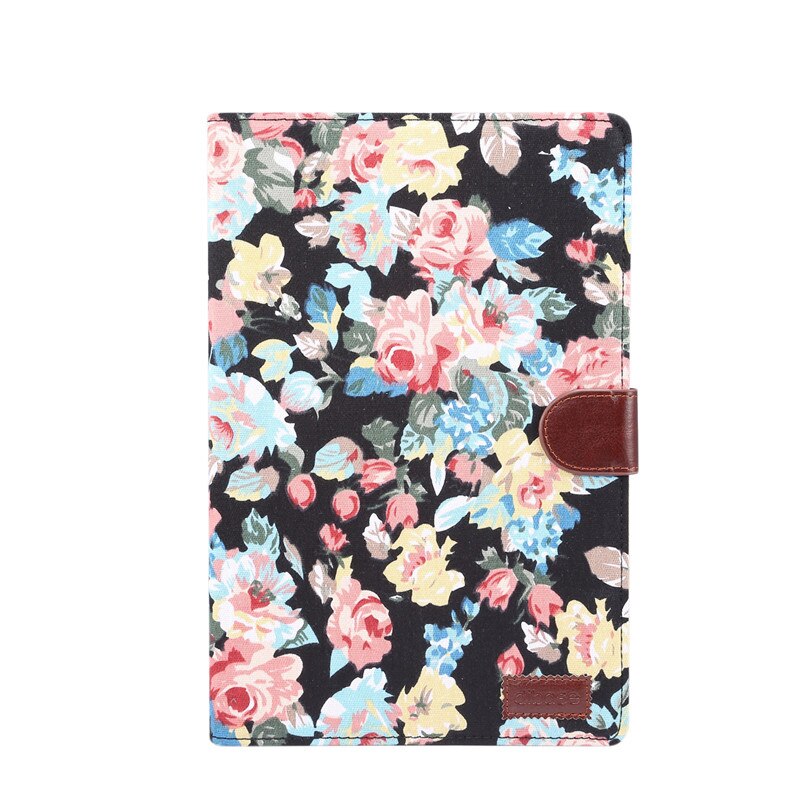 Case Samsung Galaxy Tab S7 11นิ้ว T870 T875 #เคสฝาพับแบบกระเป๋าสตางค์หนัง PU ผิวผ้าลายดอกไม้ Flower Cloth Skin PU Leather Wallet
