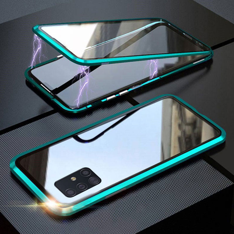 Case Samsung Galaxy S10 Lite #เคสฝาครอบกระจกขอบโลหะดูดซับแม่เหล็ก Fully Protection Magnetic Adsorption Glass Metal Phone Protective