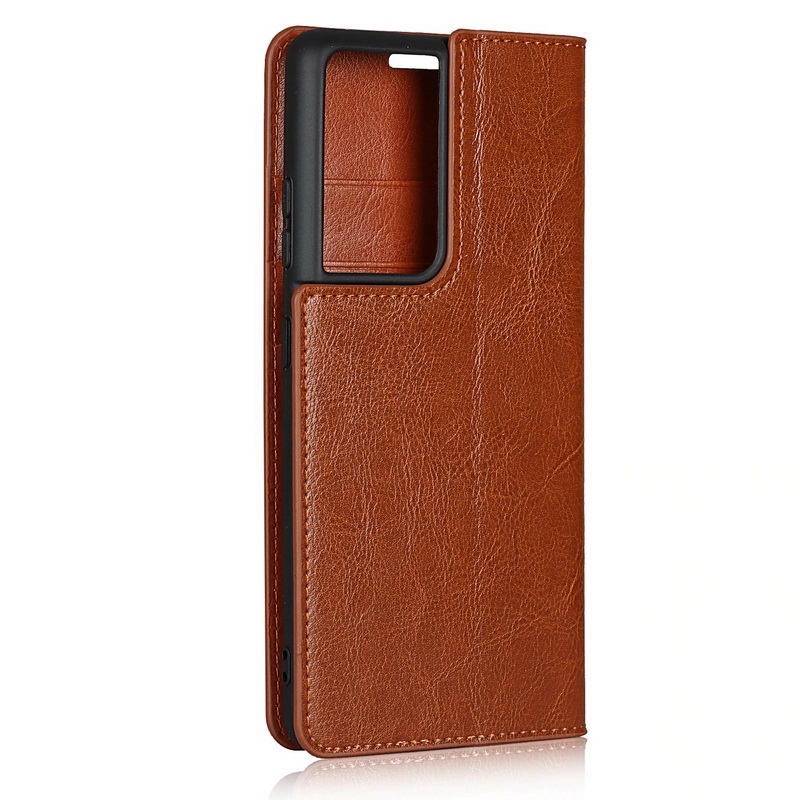 Case Samsung Galaxy S21 Ultra 5G #เคสฝาพับหนังแท้แบบกระเป๋าสตางค์คุณภาพดี Crazy Horse Genuine Leather Cover