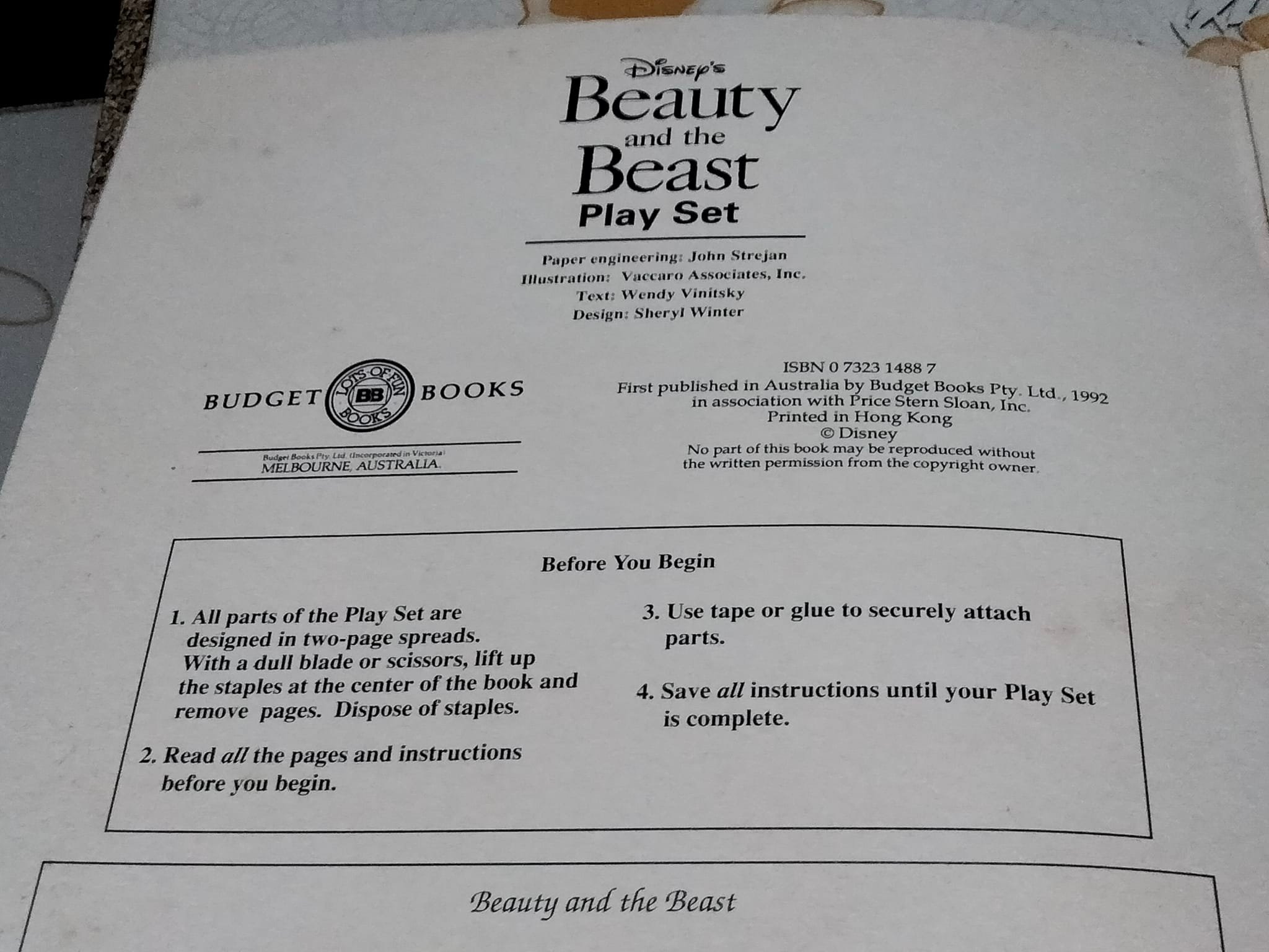 Beauty and the Beast , book Play set หนังสือเสริมจินตนาการ - ของสะสม **สินค้าหมด**