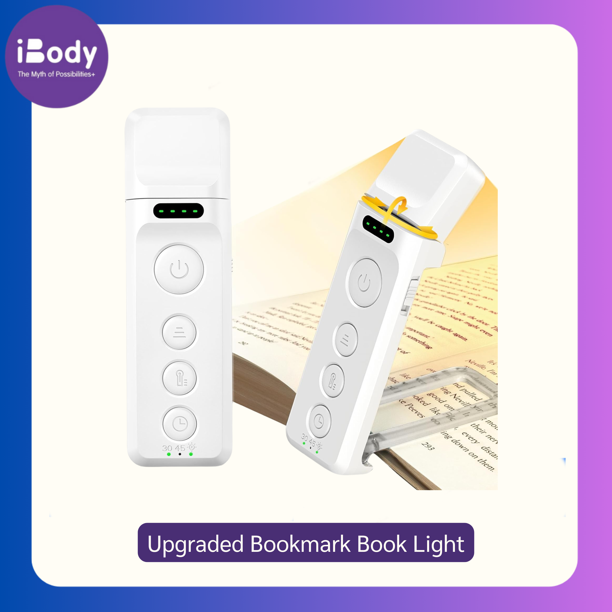 Glocusent® Upgraded Bookmark Book Light, White ไฟอ่านหนังสือแบบยืดได้
