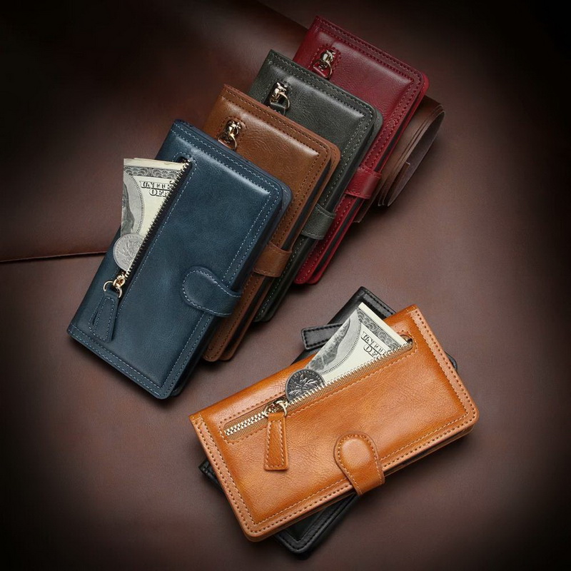เคส Samsung Galaxy S20 Ultra / S20 Ultra 5G #เคสฝาพับแบบกระเป๋าสตางค์ช่องใส่บัตรหลายช่อง Multi-slot Wallet Zippered Leather