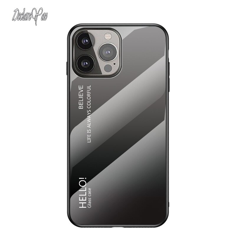 เคส iPhone 13 Pro Max #เคสฝาหลัง Gradient Color Glass + PC + TPU Hybrid Case