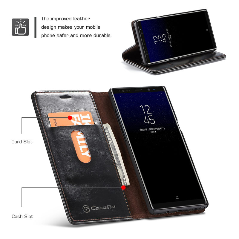 Case Samsung Galaxy S10 #เคสฝาพับแบบกระเป๋าสตางค์ CASEME Oil Wax Crazy Horse Wallet Leather
