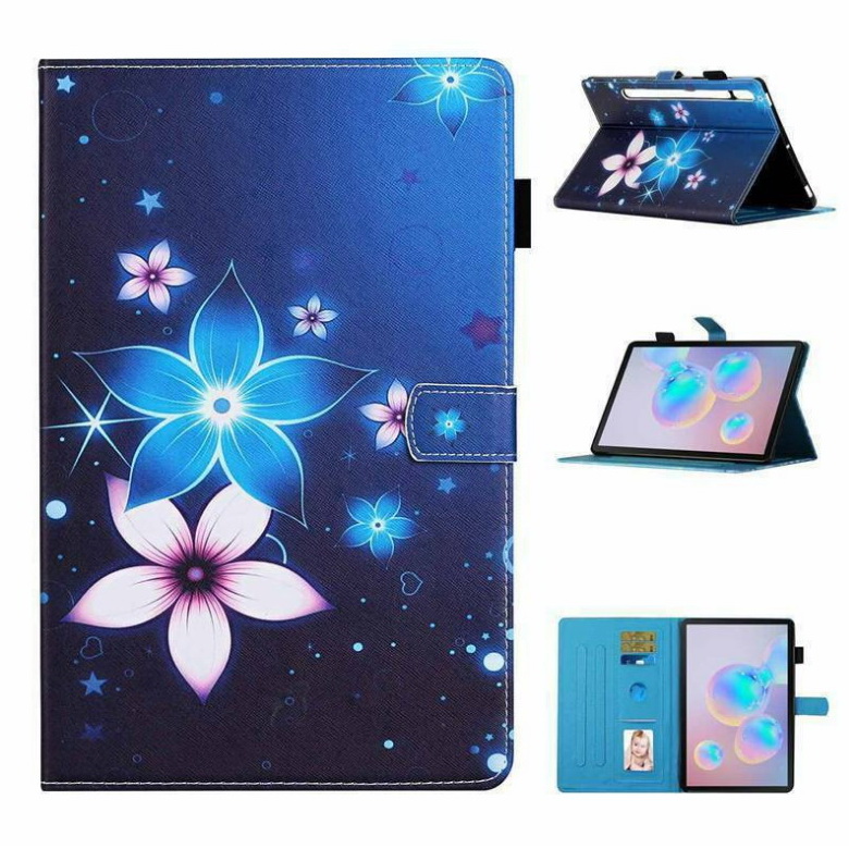 Case Samsung Galaxy Tab S7 SM-T870 SM-T875 #เคสฝาพับมีช่องเก็บบัตรพิมพ์ลายสวยๆ Pattern Printing Magnetic Leather