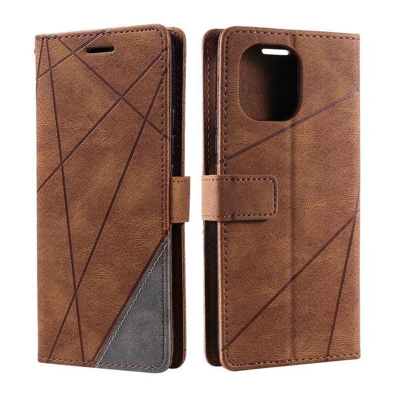 เคส Xiaomi Mi 11 #เคสฝาพับหนัง PU มีช่องเสียบบัตรอื่นๆในตัว Geometric Pattern Leather Card Holder Protective