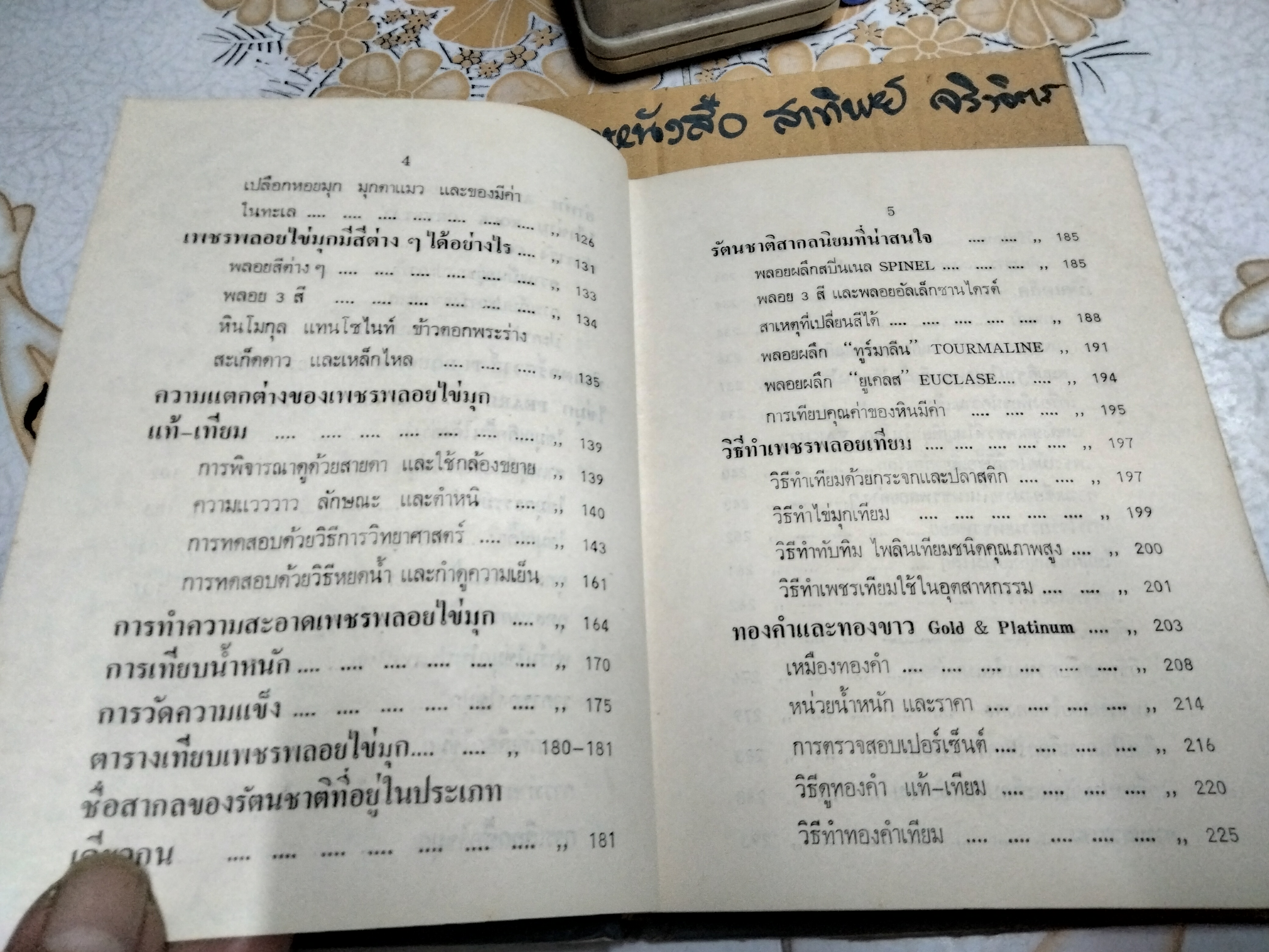 หนังสือ พิจารณา-พิสูจน์ เพชร พลอย ไข่มุก แท้-เทียม เรียบเรียงโดย ป.เหมชะญาติ ฉบับพิมพ์ พ.ศ. 2520