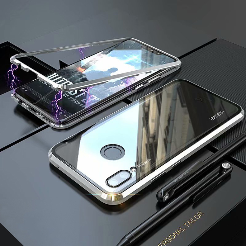 Case Huawei nova 3 #เคสกรอบโลหะที่ถอดออกได้ติดแม่เหล็ก + แผ่นด้านหลังกระจกนิรภัยคุณภาพดี