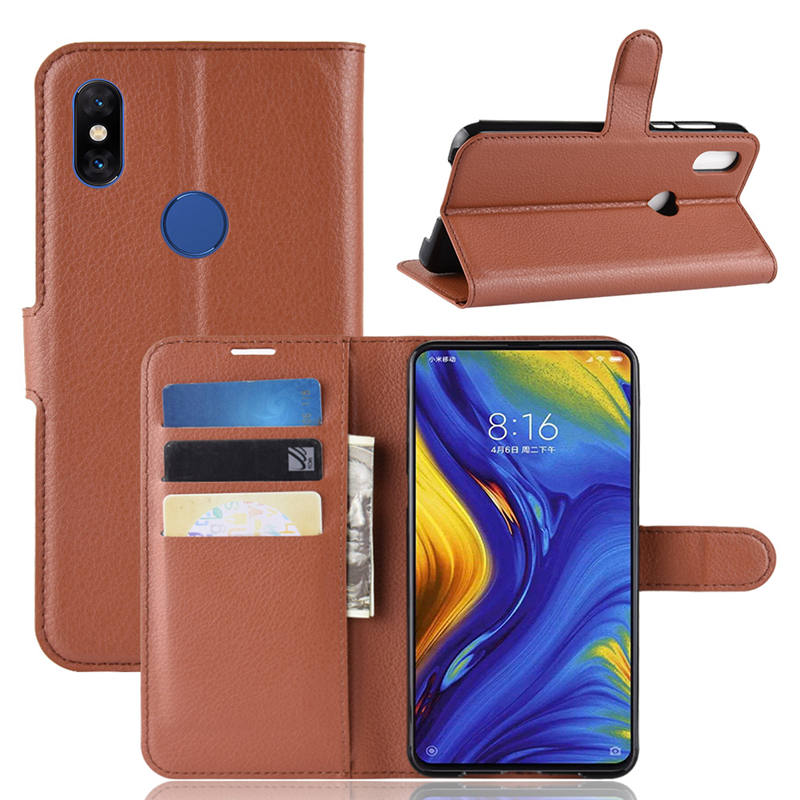 เคส Xiaomi Mi Mix 3 #เคสฝาพับสไตล์กระเป๋าสตางค์หนัง PU ผิวลิ้นจี่สีสันสวยงามทันสมัย