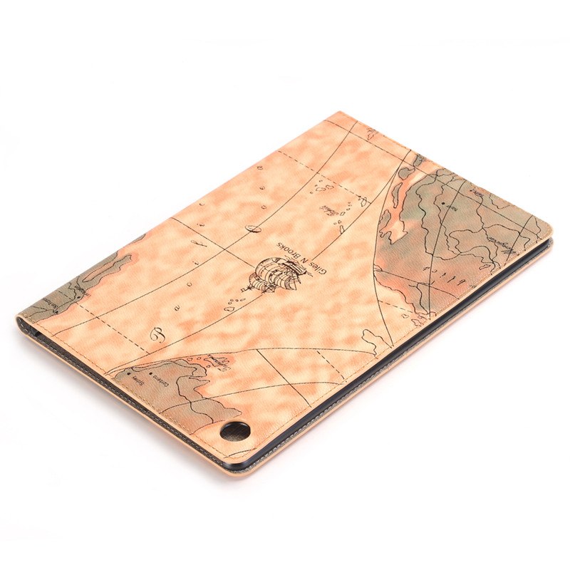 เคส Huawei MediaPad M5 Pro 10.8 นิ้ว #เคสฝาพับหนัง PU พิมพ์รูปแบบแผนที่ Map Pattern Stand Wallet Leather