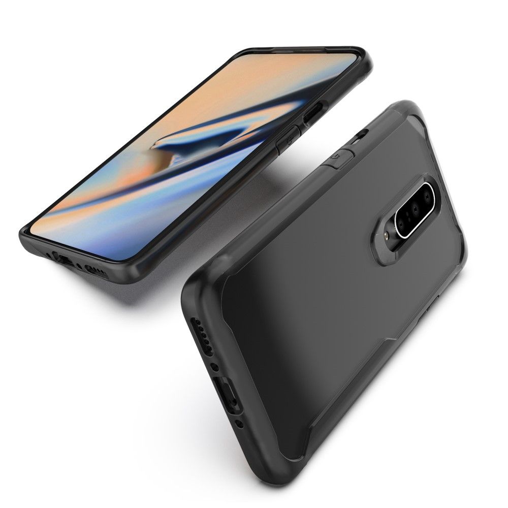 Case OnePlus 7 Pro #เคสฝาหลังใสขอบสีทึบ Shock Absorption PC + TPU Hybrid Mobile Phone Cover