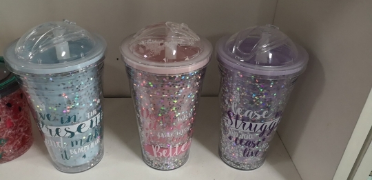 แก้วน้ำหลอดเด้ง ตกแต่งดาวฟรุ้งฟริ้ง