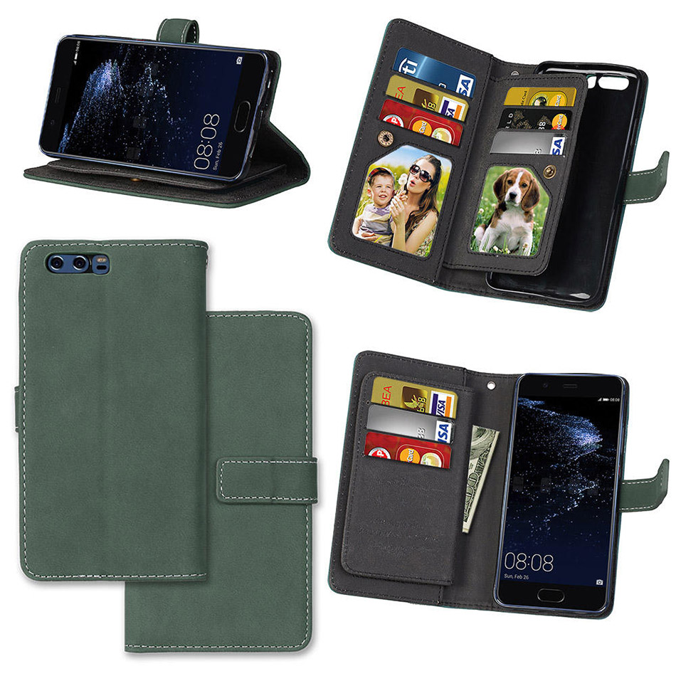 เคสฝาพับ Huawei P10 Plus แบบกระเป๋าสตางค์หนัง PU ใส่บัตรได้ 9 ใบ สวยงามทันสมัย