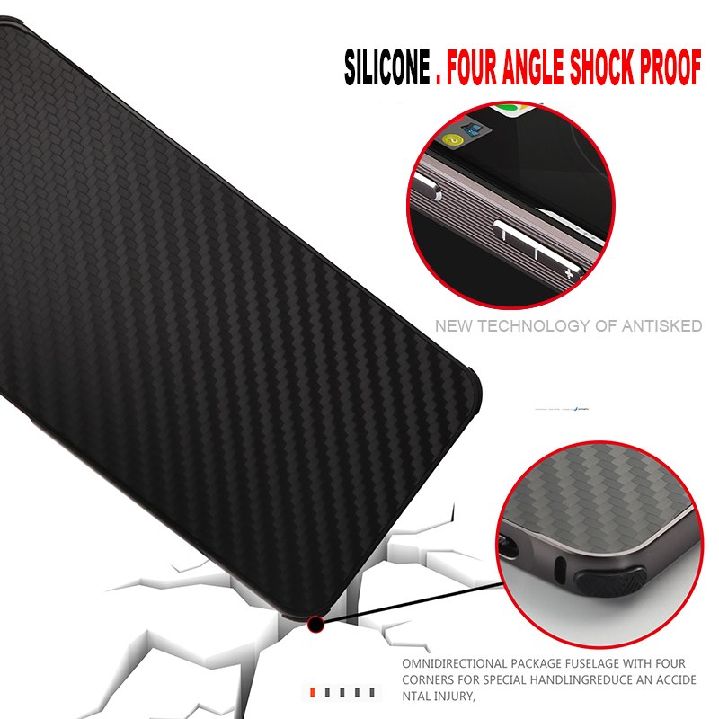 เคส Huawei P20 Pro #เคสฝาหลังกรอบโลหะ Electroplated + ฝาหลังพลาสติกผิวคาร์บอนไฟเบอร์