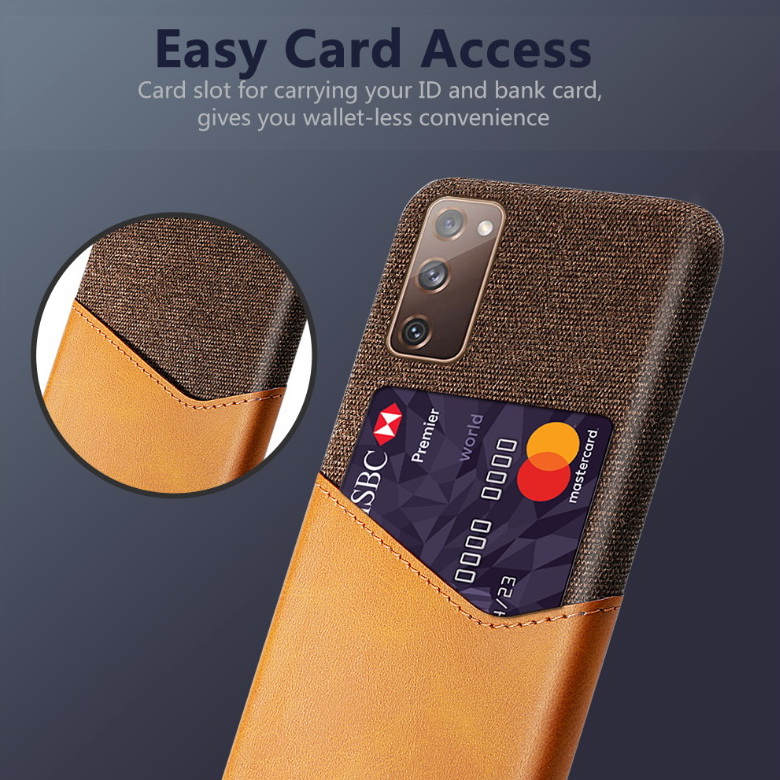 เคส Samsung Galaxy S20 FE / S20 FE 5G #เคสฝาหลัง Hybrid Protective มีช่องเสียบการ์ด Card Slot PC + PU Leather + Cloth