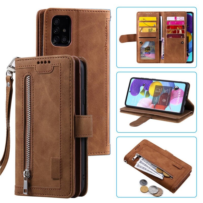 Case Samsung Galaxy A22 #เคสฝาพับหนัง PU มีช่องซิปช่องเก็บบัตรหลายช่อง Zipper Wallet Leather Flip Case
