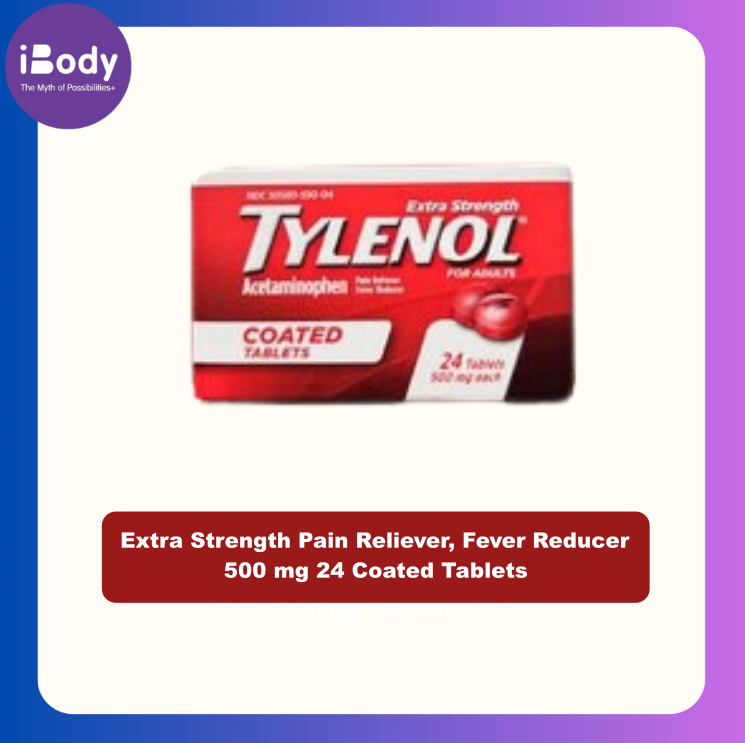 61% OFF Sale!!! EXP 03/2025 (Tylenol) Extra Strength Pain Reliever, Fever Reducer 500 mg 24 Coated Tablets ยาแก้ปวด ลดไข้