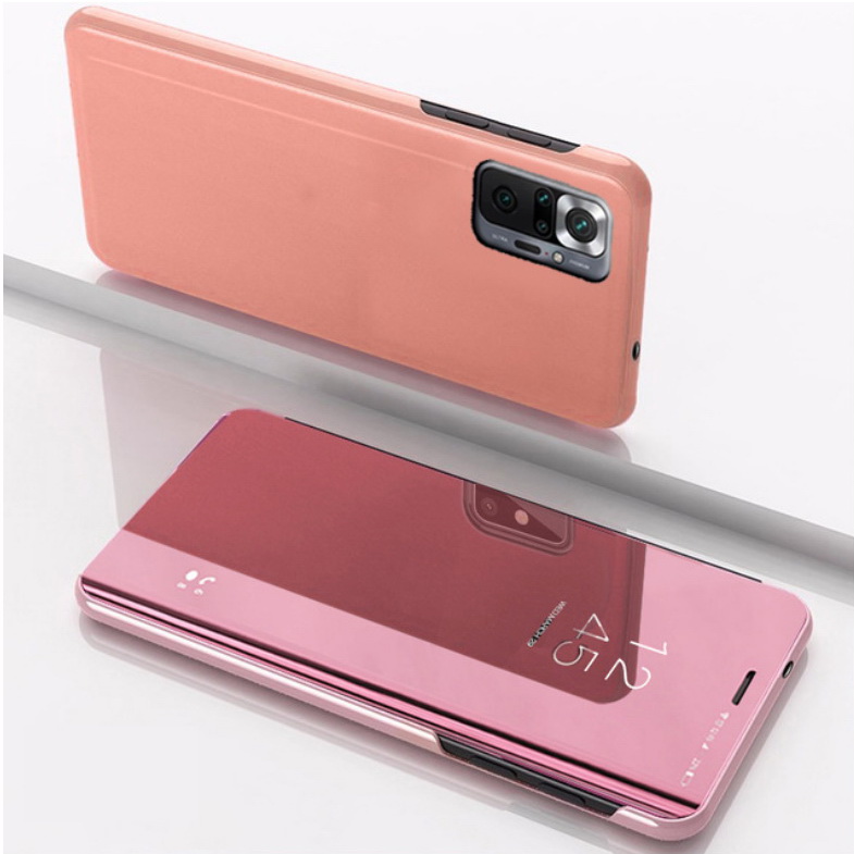 Case Redmi Note 10 4G #เคสฝาพับปกโปร่งแสงผิวเงา Electroplating Mirror Surface Window View