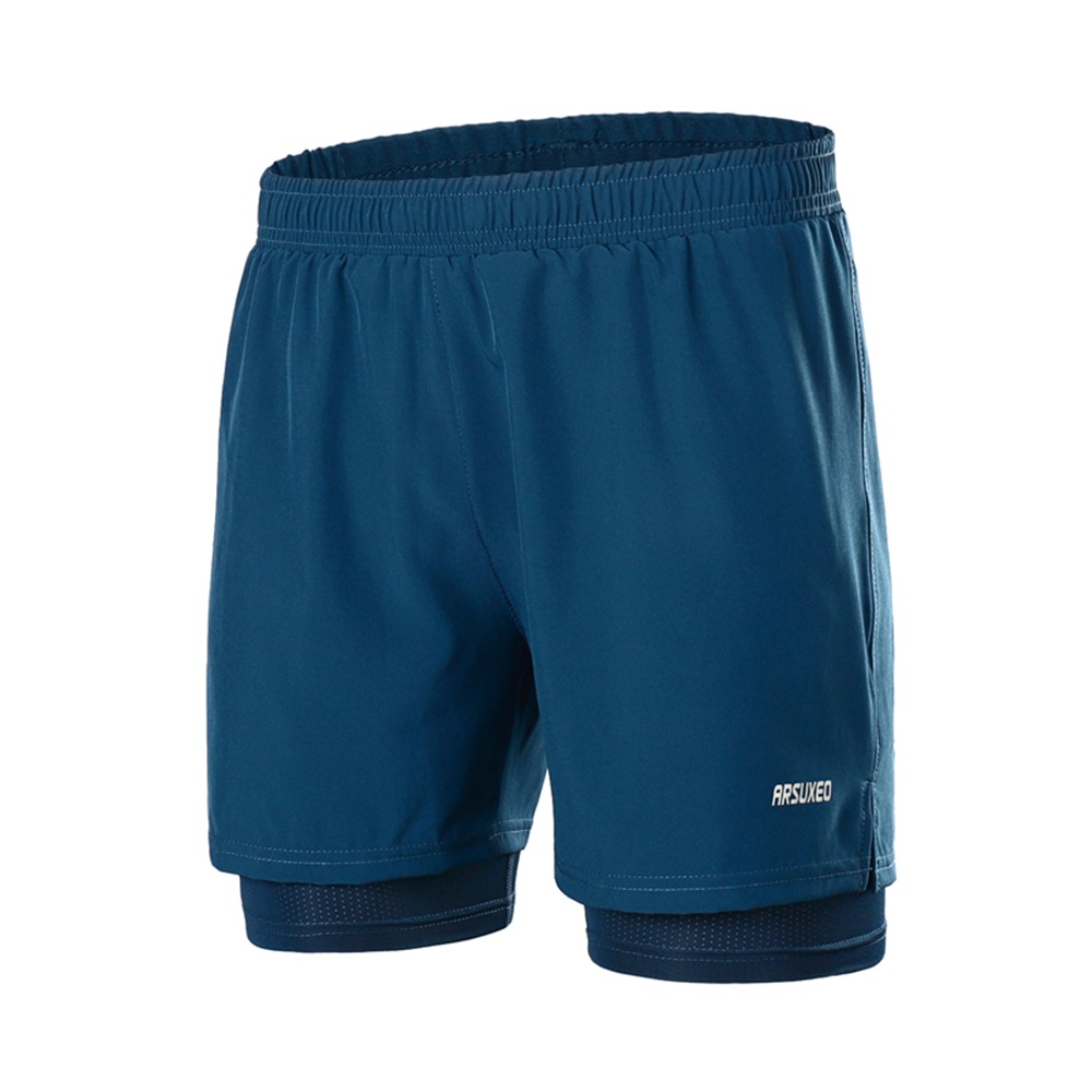 กางเกงวิ่งมาราธอน 2-in-1 มีซิปกระเป๋าหลัง มีช่องเก็บผ้าเช็ดเหงื่อได้ ARSUXEO รุ่น B192(F6)