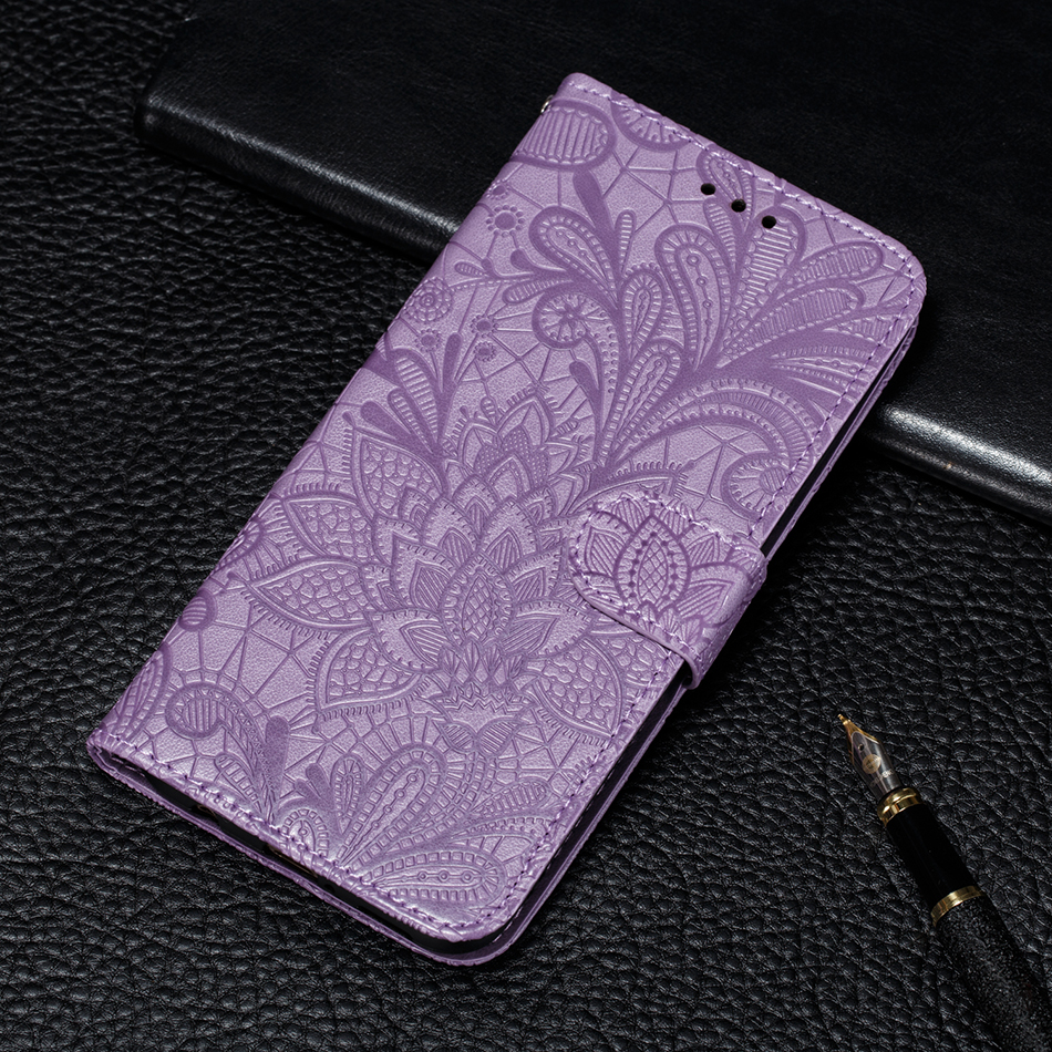 เคส iPhone 13 #เคสฝาพับแบบกระเป๋าสตางค์หนัง PU พิมพ์ลายดอกไม้ลูกไม้ Imprint Lace Flower