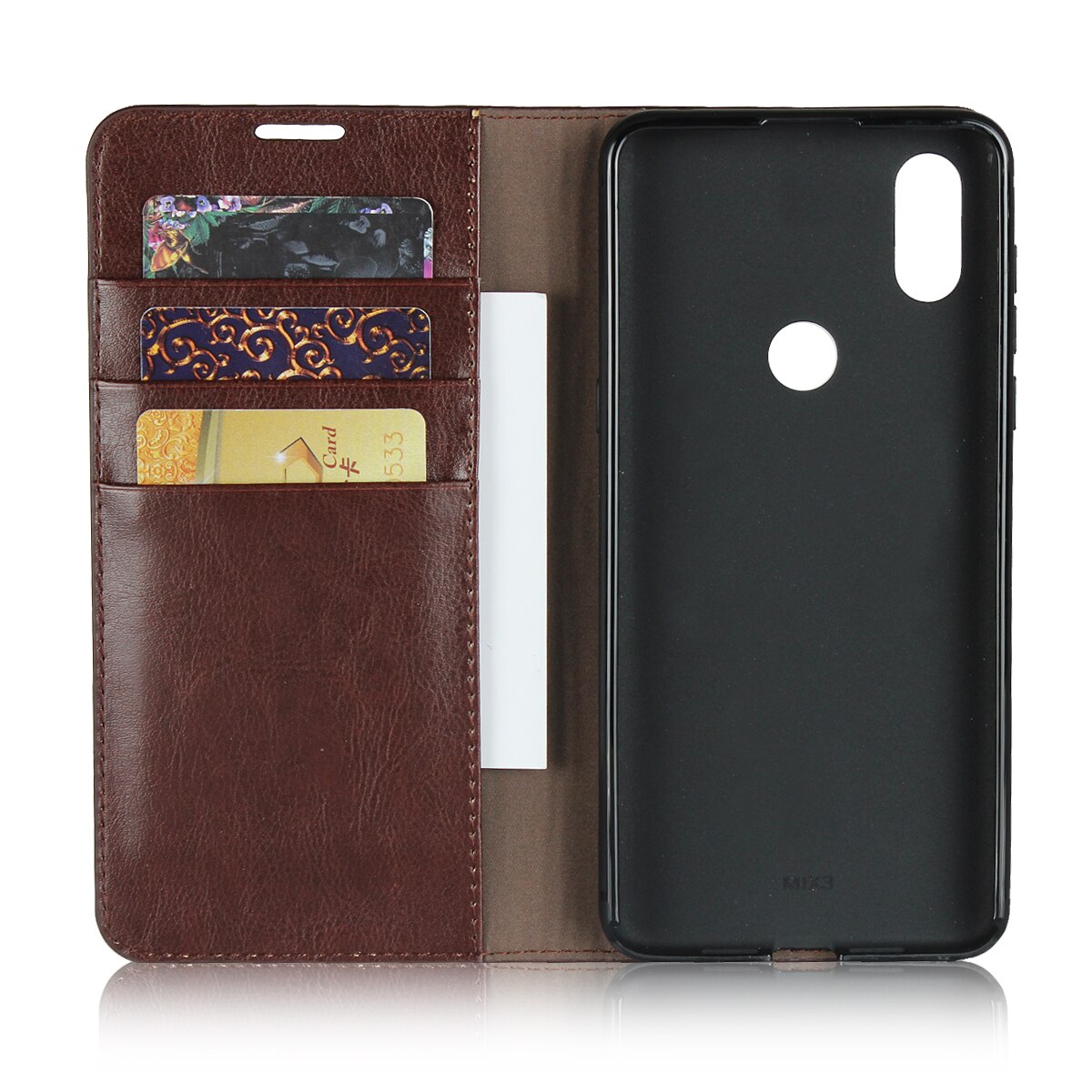 Case Xiaomi Mi Mix 3 #เคสฝาพับหนังแท้แบบกระเป๋าสตางค์คุณภาพดี Crazy Horse Genuine Leather Cover