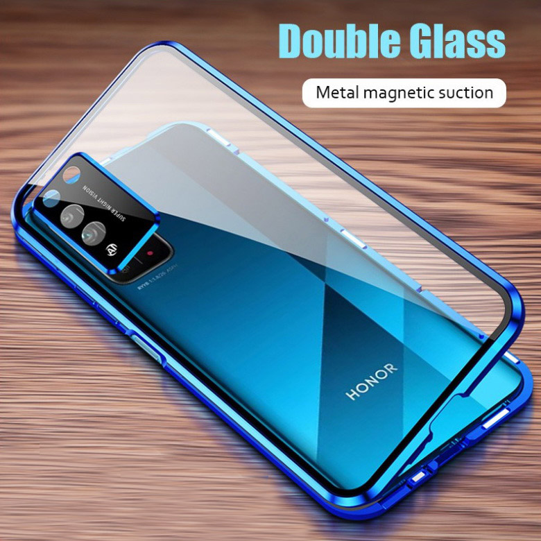 เคส Huawei P40 Pro Plus#เคสขอบโลหะประกบแม่เหล็กมีป้องกันเลนส์กล้อง Fully Protection Magnetic Adsorption Glass Metal Phone Protective Built-in Camera Protection