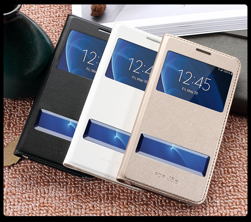 เคส Samsung Galaxy J7 (2016) #เคสฝาพับ 2 ช่องวิว Double Window Leather คุณภาพดี