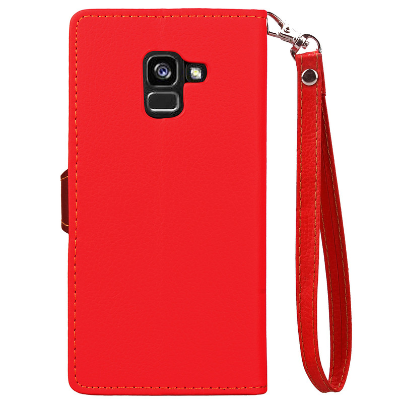 เคส Samsung Galaxy A8 + (2018) #เคสฝาพับแบบกระเป๋าสตางค์ปิดแม่เหล็ก Leaf Shape Magnetic Flap Leather Wallet Case