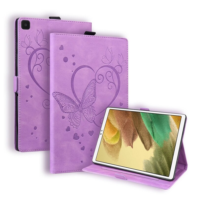 เคส Samsung Galaxy Tab A 8.0 (2019) T290 T295 #เคสฝาพับหนัง PU ลายผีเสื้อมีช่องใส่บัตร Embossed Love Butterflies Flip Leather Case
