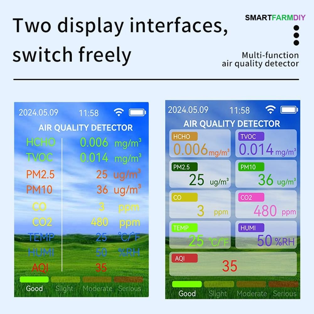 Air Quality testerTuya WiFi HCHO TVOC คาร์บอนมอนอกไซด์ CO2 PM2.5 PM10