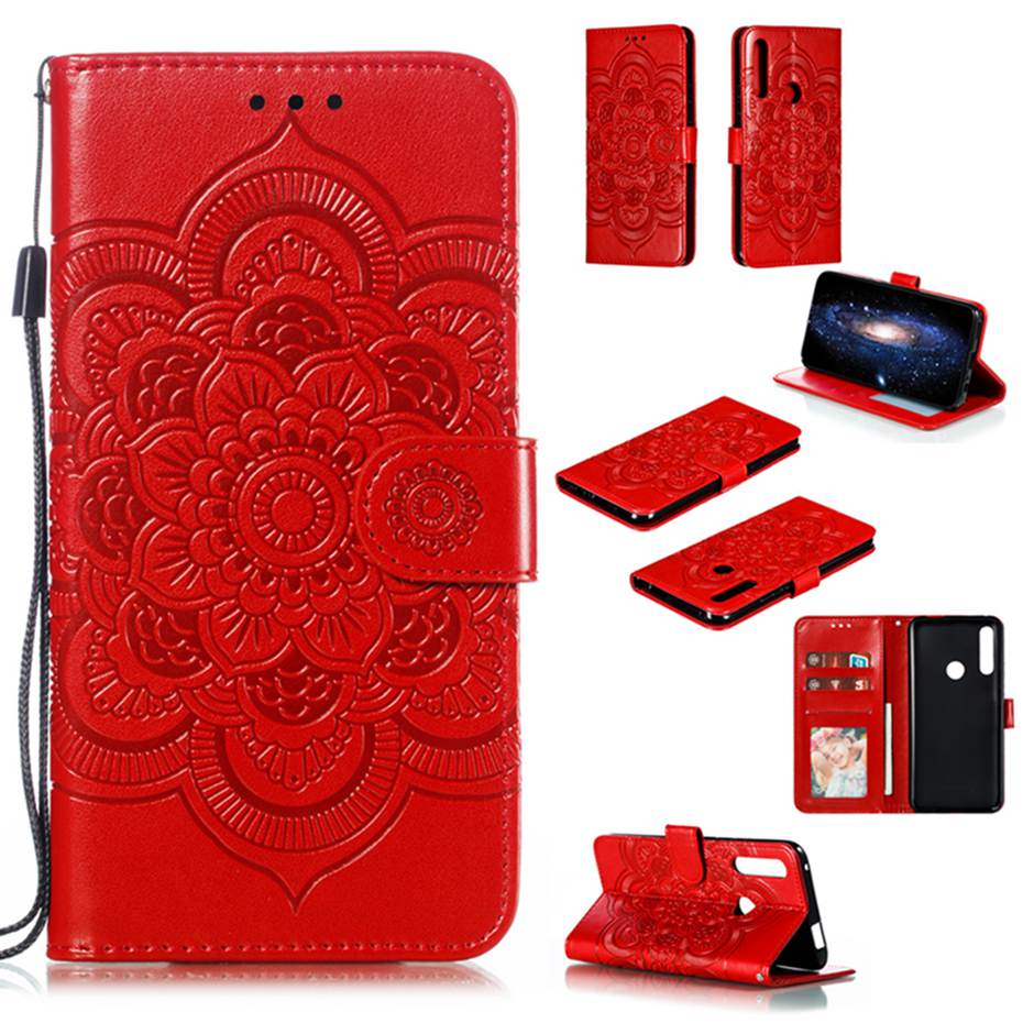 Case Samsung Galaxy A20s #เคสฝาพับหนัง PU ปั้มลาย Imprint Mandala Flower