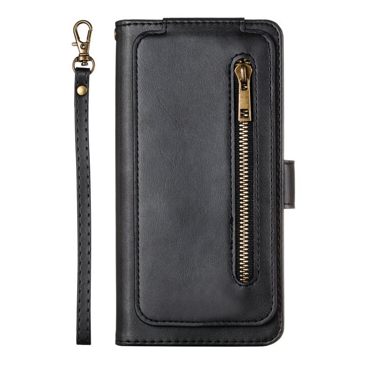 Case Samsung Galaxy Note 10+ #เคสฝาพับแบบกระเป๋าสตางค์ช่องใส่บัตรหลายช่อง Multi-slot Wallet Zippered Leather พร้อมสายคล้อง