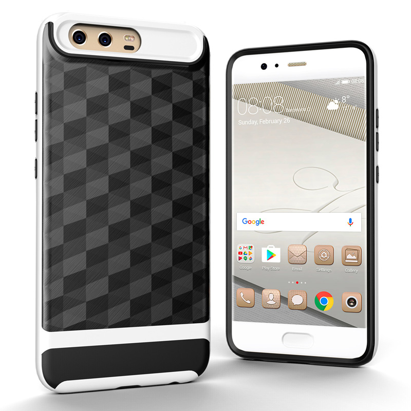 เคส Huawei P10 #เคสรูปแบบ Rhombus แบบ 2-in-1 Shell Hybrid TPU + PC