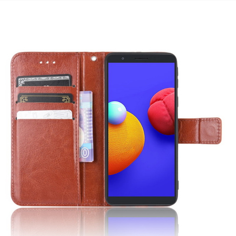 Case Samsung Galaxy A01 Core #เคสฝาพับหนัง PU ผิวหนังม้า Crazy Horse Texture Leather Wallet
