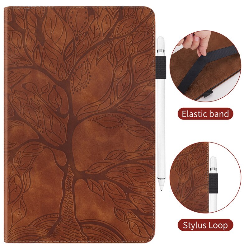 เคส Samsung Galaxy Tab S6 Lite 10.4 SM-P610 P615 P617 #เคสฝาพับหนัง PU ลายต้นไม้ Life Tree Print Leather Stand Smart Case Cover
