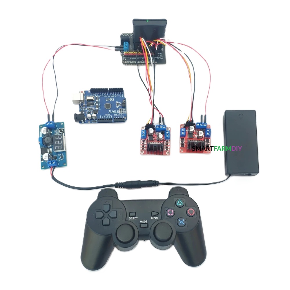 บอร์ดพัฒนา Arduino UNO Uno รีโมทคอนโทรลL298N PS2รีโมทคอนโทรล,