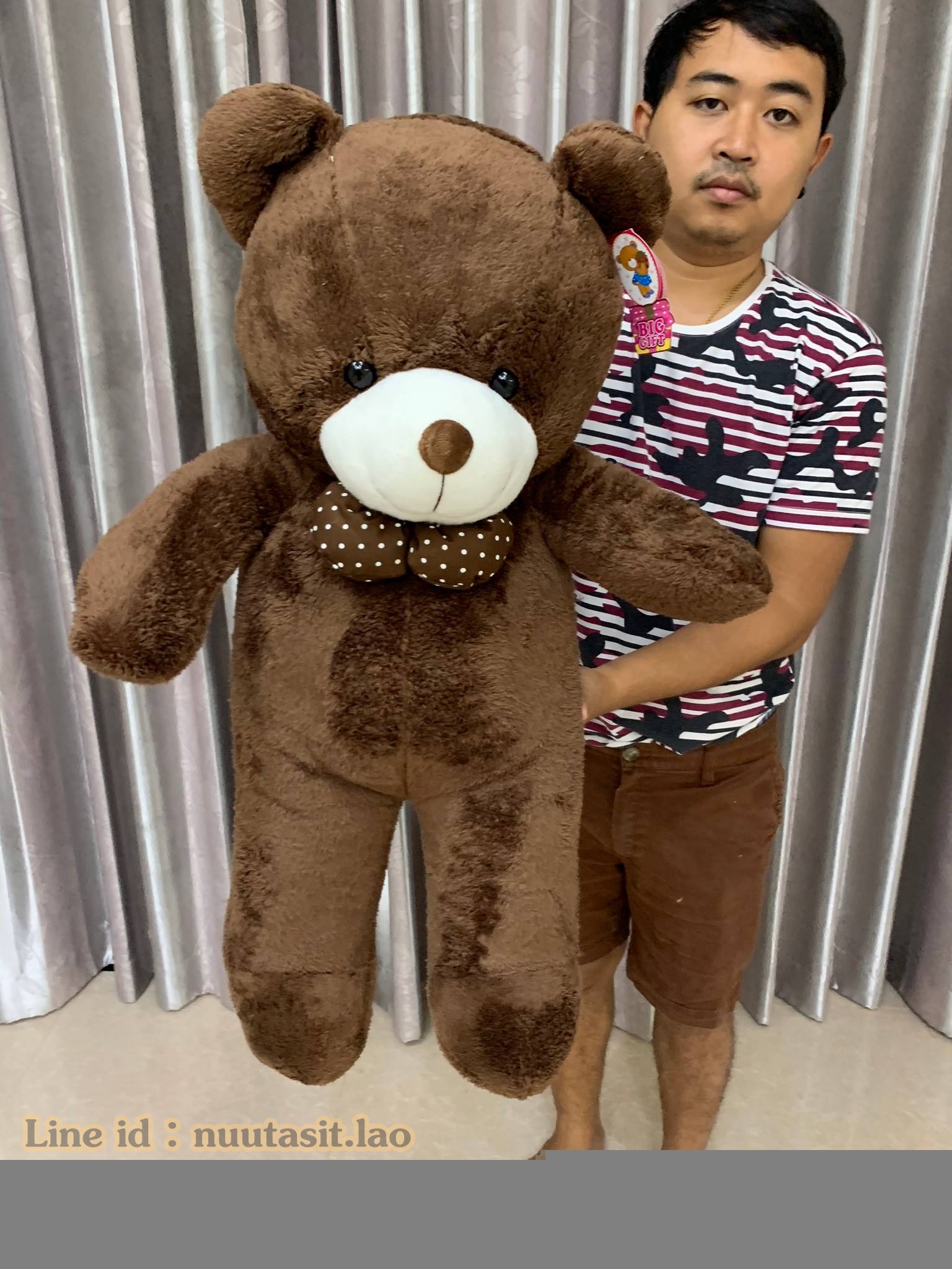 ตุ๊กตาหมีโบว์จุด ตัวใหญ่